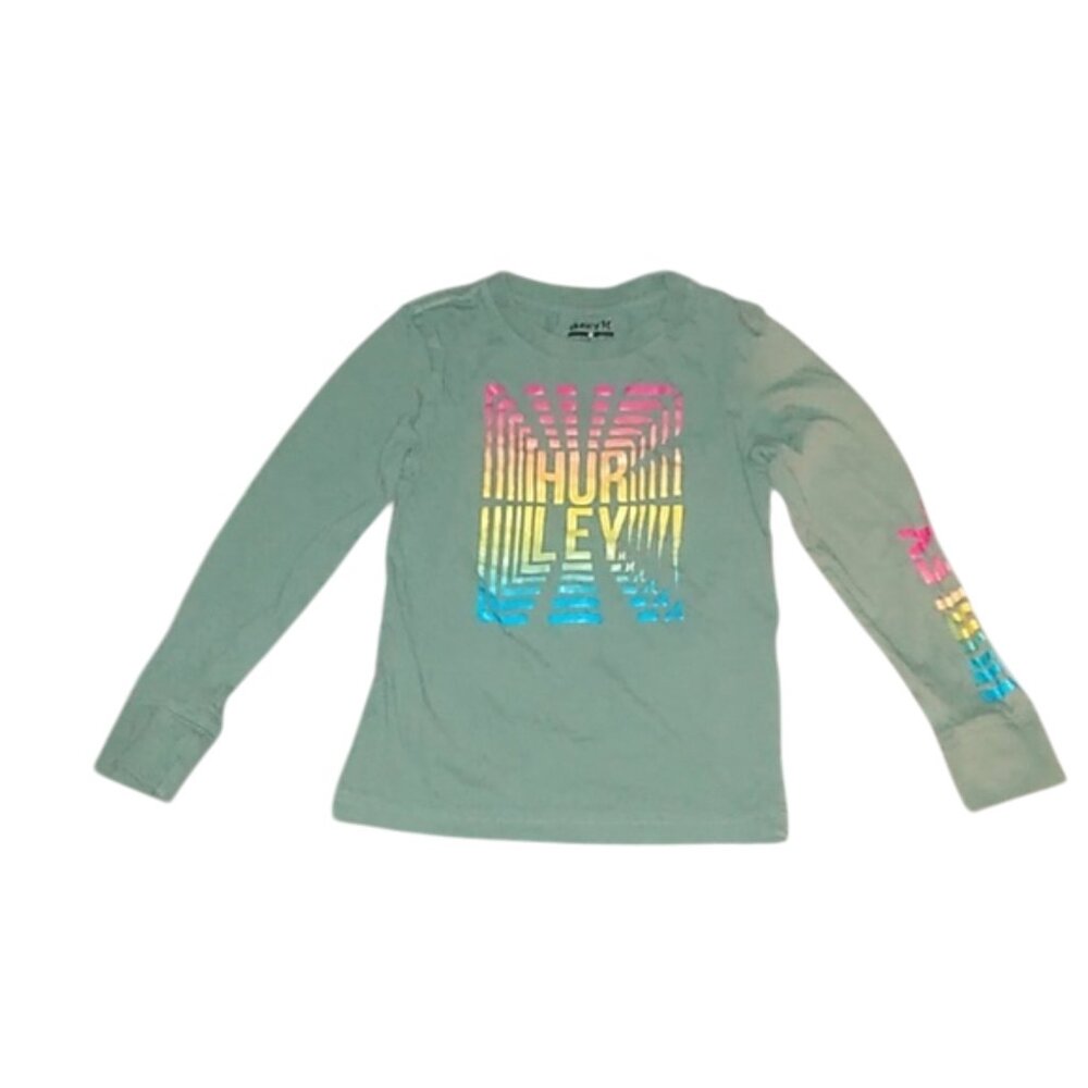 HURLEY, LONG SLEEVE TOP, COLOR: GREEN, PINK, YELLOW, BLUE, SIZE: 4T